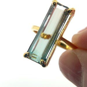 Bi Color Tourmaline 6.02ct Solid 14K Yellow Gold Ring